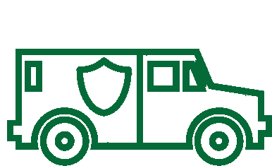 A stylized icon of an armored carrier vehicle.