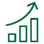 A stylized icon of a bar chart trending up.