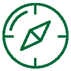 A stylized icon of a compass.