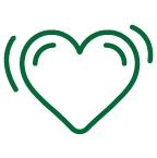 A stylized icon of a beating heart.