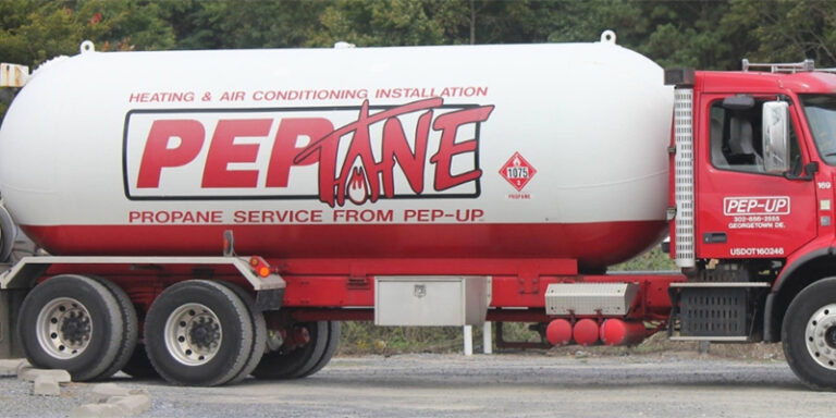 Picture of a propane tank truck.